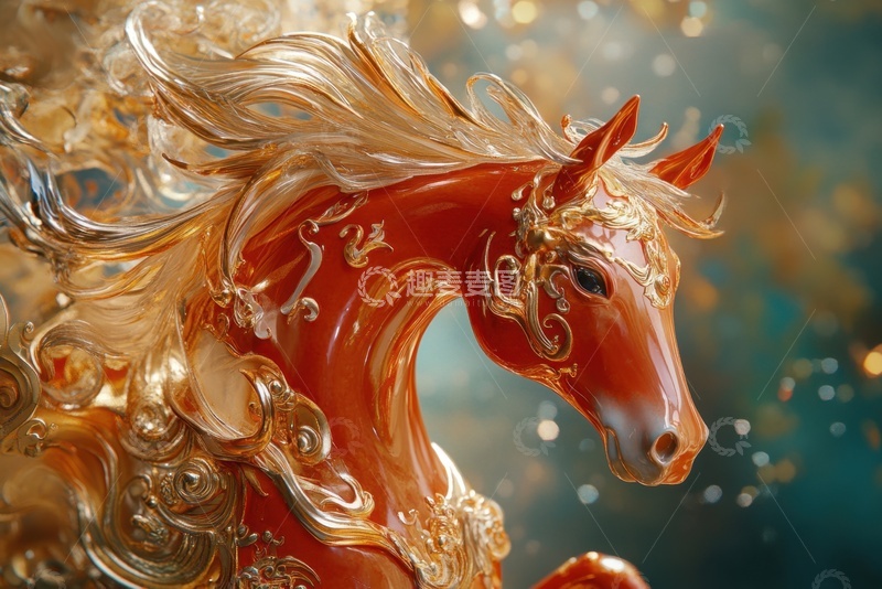 高清大图下载【趣麦麦图】红色琉璃马匹