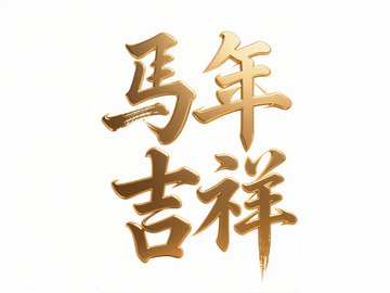 金色书法马年祝福艺术字