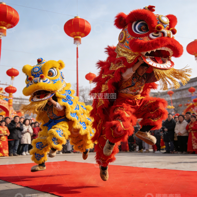 高清大图下载【趣麦麦图】传统舞狮活动