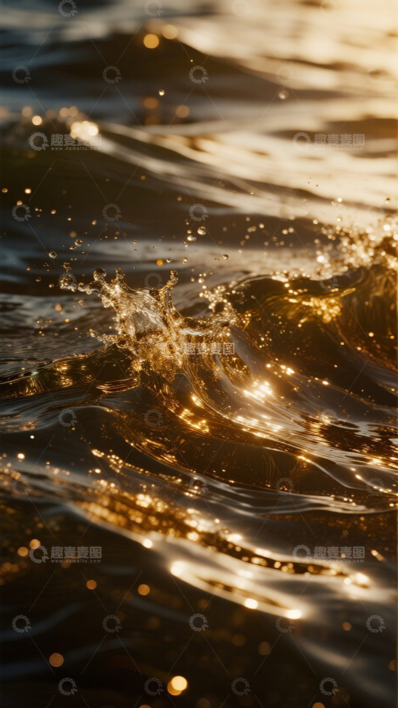 高清大图下载【趣麦麦图】金色波光海面摄影