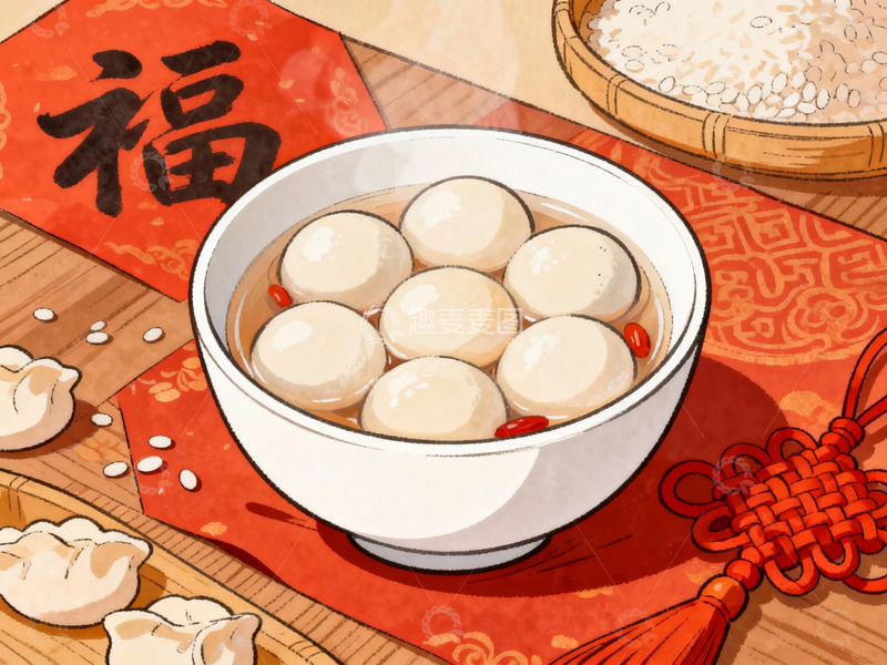 高清大图下载【趣麦麦图】-传统节日汤圆插画