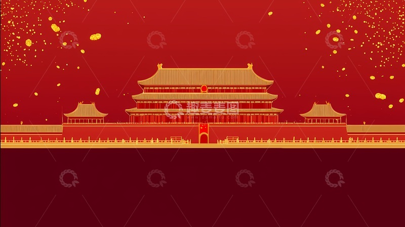 高清大图下载【趣麦麦图】喜庆中国风故宫插画