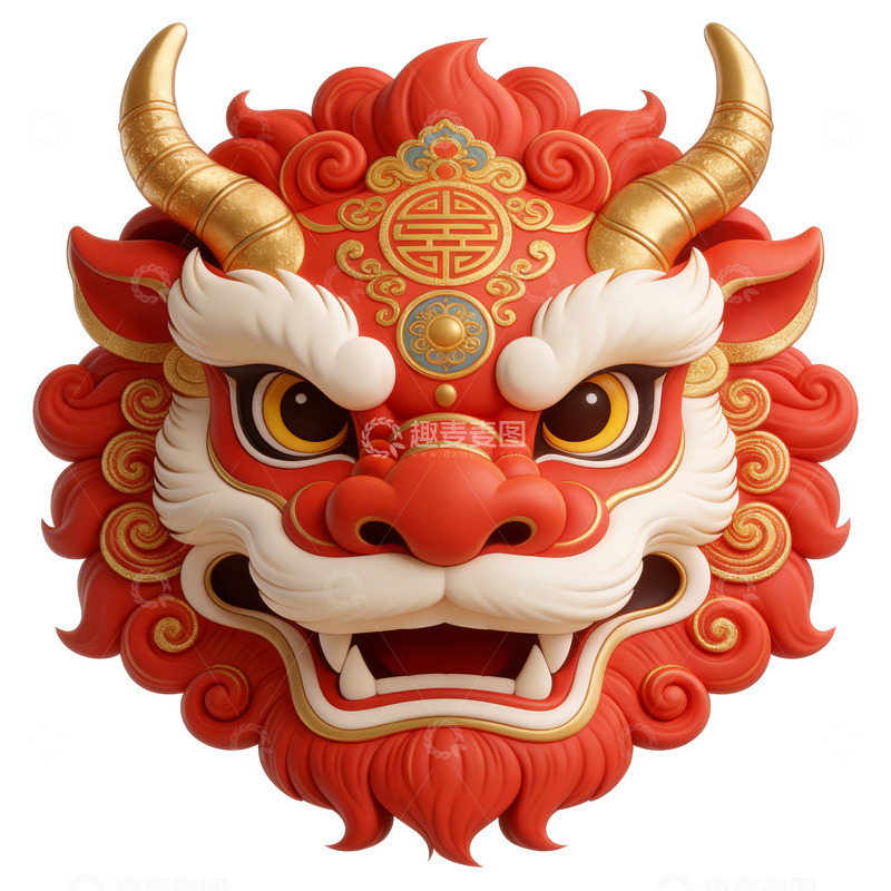 高清大图下载【趣麦麦图】舞狮狮头渲染