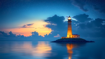 灯塔夜景风光摄影