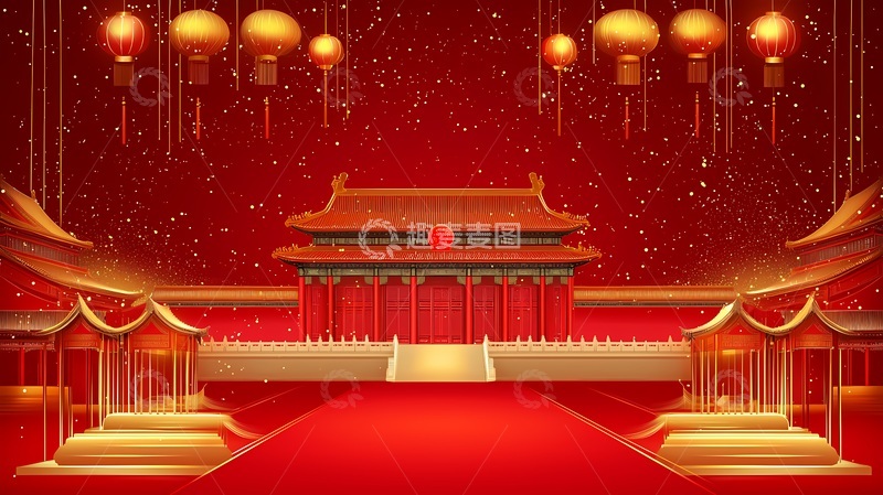 高清大图下载【趣麦麦图】中国风春节庆典场景设计素材