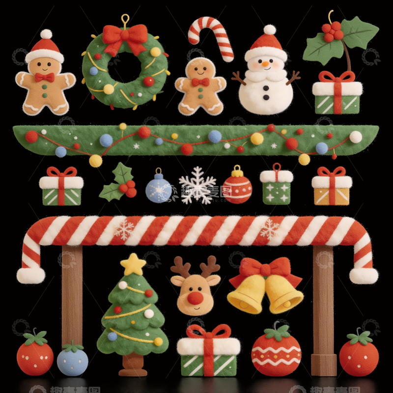 源文件下载【趣麦麦图】毛绒质感圣诞主题元素合集3