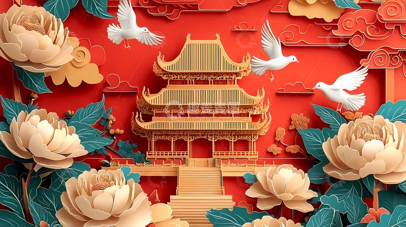 高清大图下载【趣麦麦图】中国古典建筑剪纸艺术