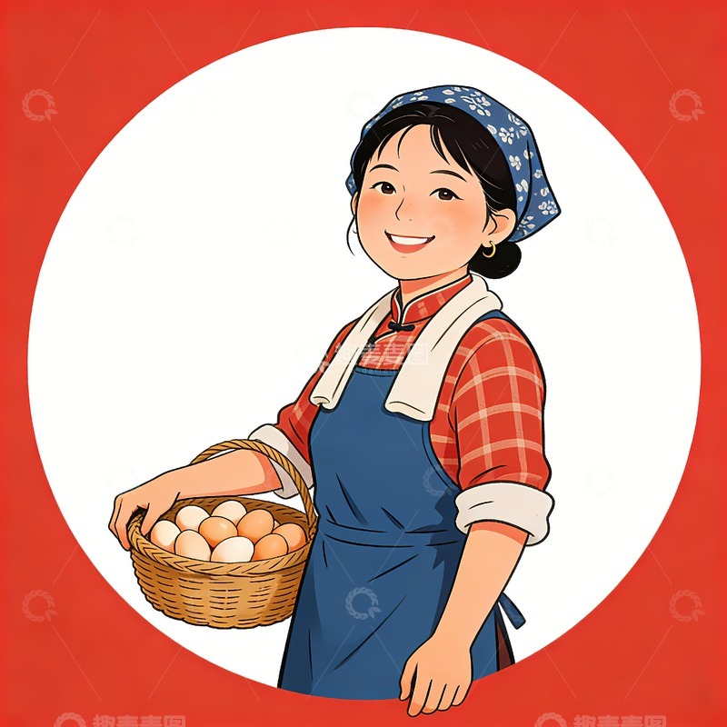 高清大图下载【趣麦麦图】提着一款鸡蛋的女人