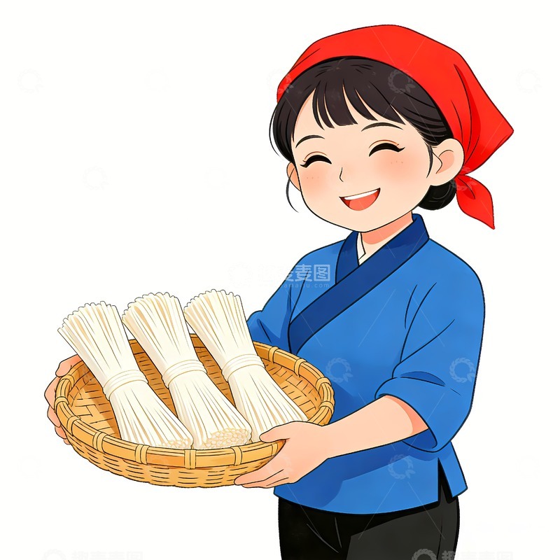 高清大图下载【趣麦麦图】一个女人抱着挂面微笑