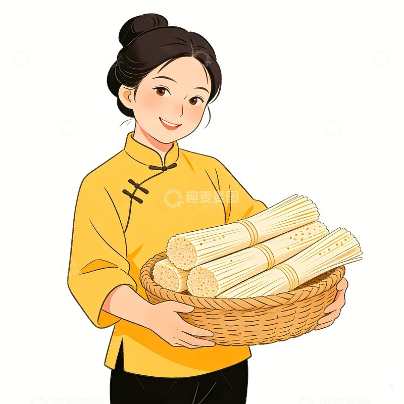 高清大图下载【趣麦麦图】抱着挂面的女人