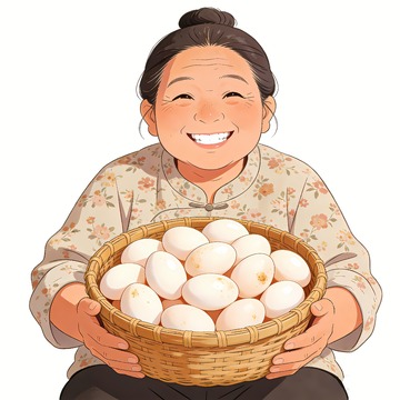 捧着一筐鸡蛋的妇女