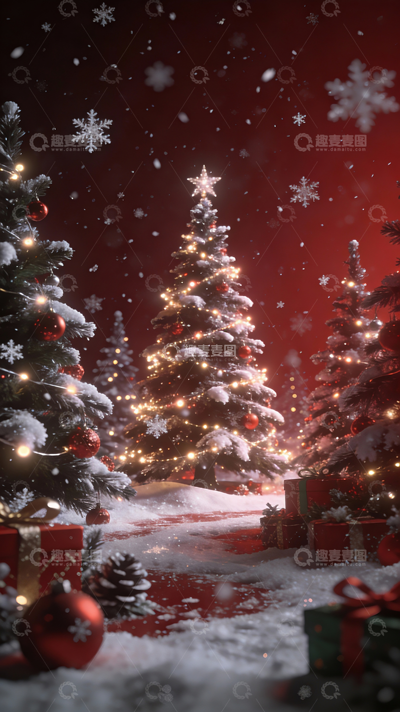 源文件下载【趣麦麦图】圣诞节主题概念海报背景1