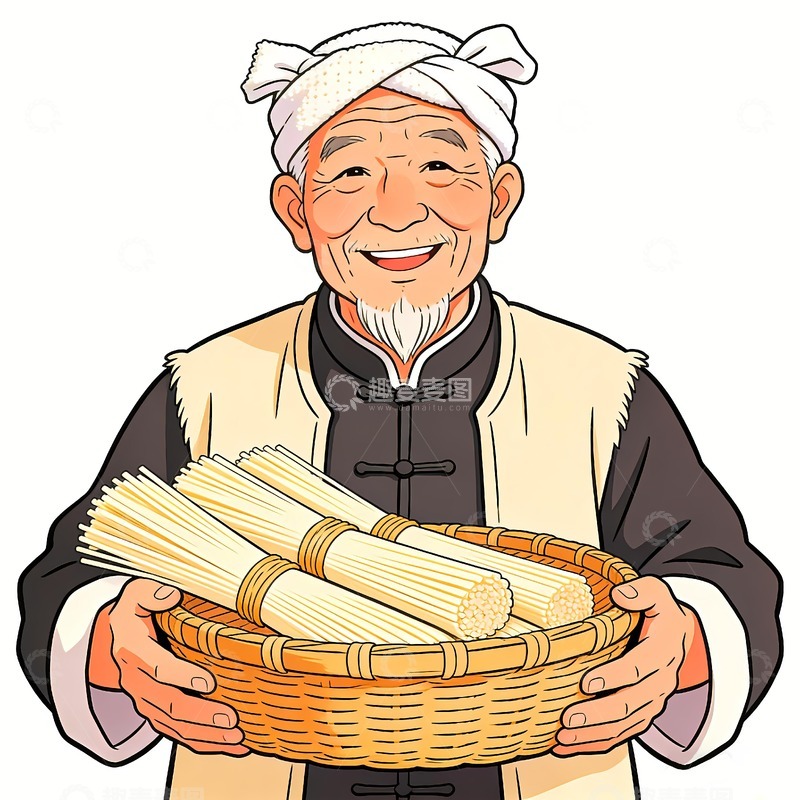 高清大图下载【趣麦麦图】抱着挂面的陕北老头