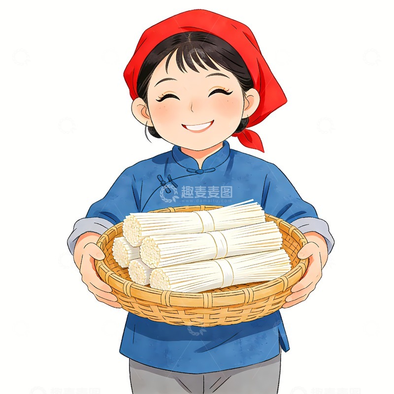 高清大图下载【趣麦麦图】微笑抱着挂面的女人