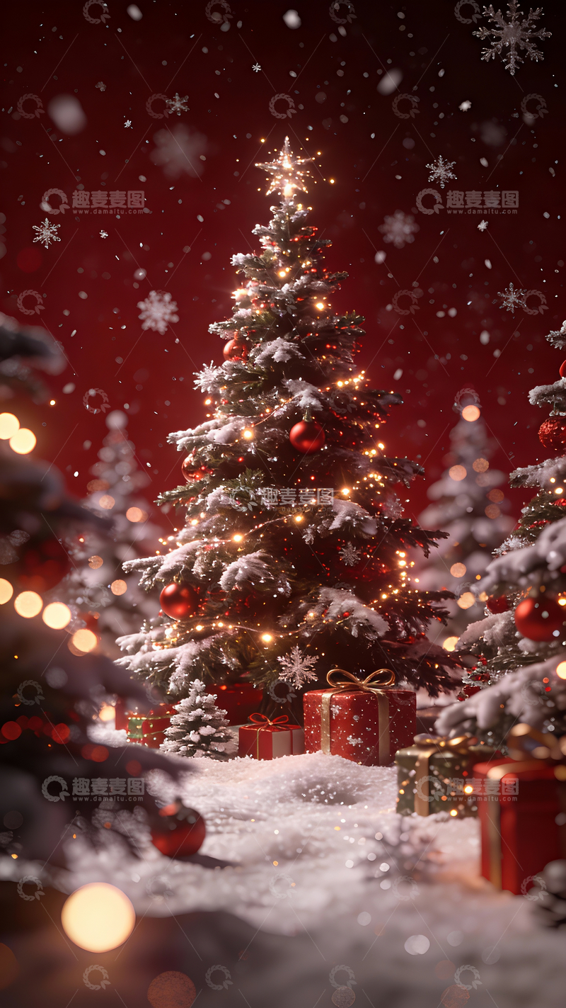 源文件下载【趣麦麦图】圣诞节主题概念海报背景4