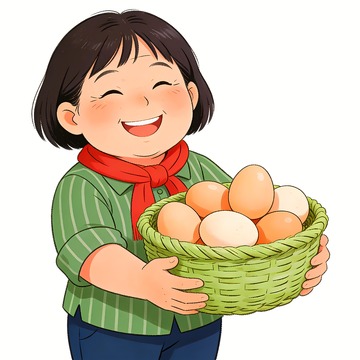 抱着一筐鸡蛋的女人