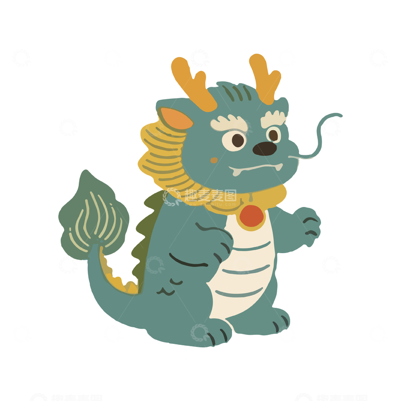 源文件下载【趣麦麦图】-卡通龙可爱插画
