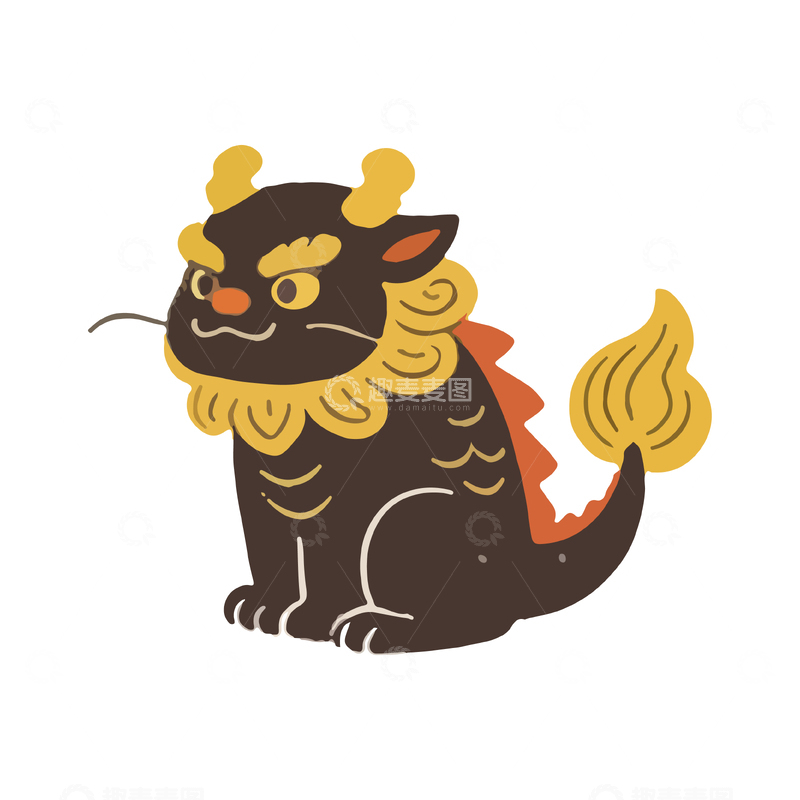 源文件下载【趣麦麦图】卡通风格神兽猫咪插画设计素材