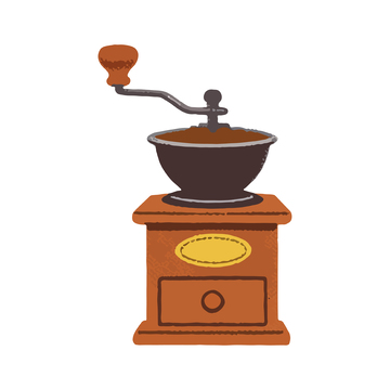 手绘复古咖啡磨豆机插画
