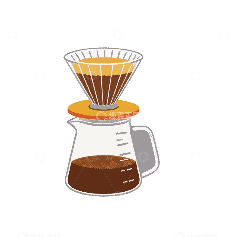 源文件下载【趣麦麦图】手绘咖啡滤杯玻璃壶