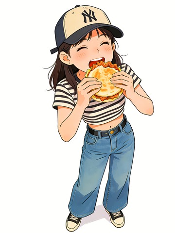 吃肉夹馍的女人