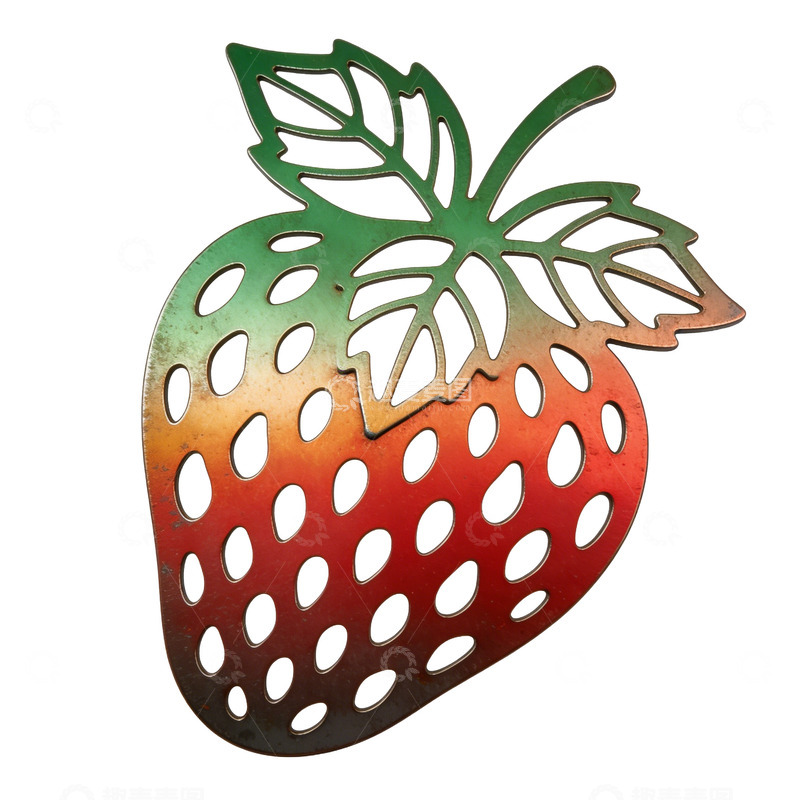 高清大图下载【趣麦麦图】金属镂空草莓装饰挂件