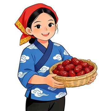 抱着一筐红枣的女人