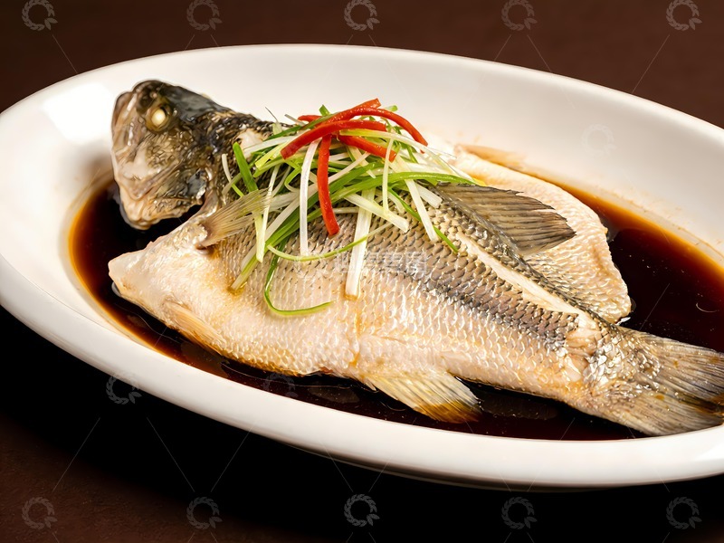高清大图下载【趣麦麦图】一盘清蒸鲈鱼