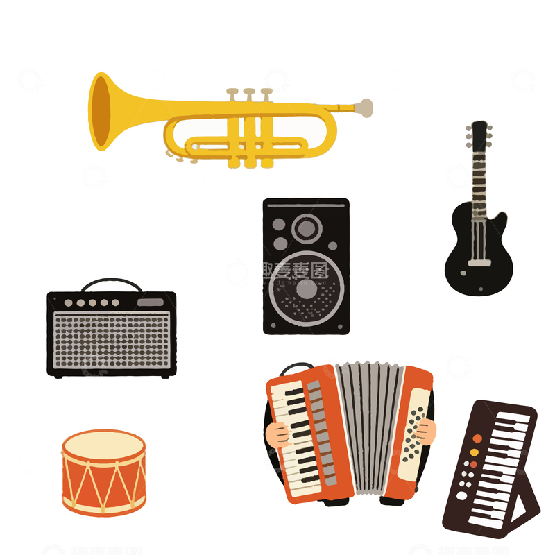 源文件下载【趣麦麦图】卡通乐器矢量图标集