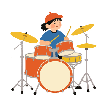 卡通风格打鼓儿童插画