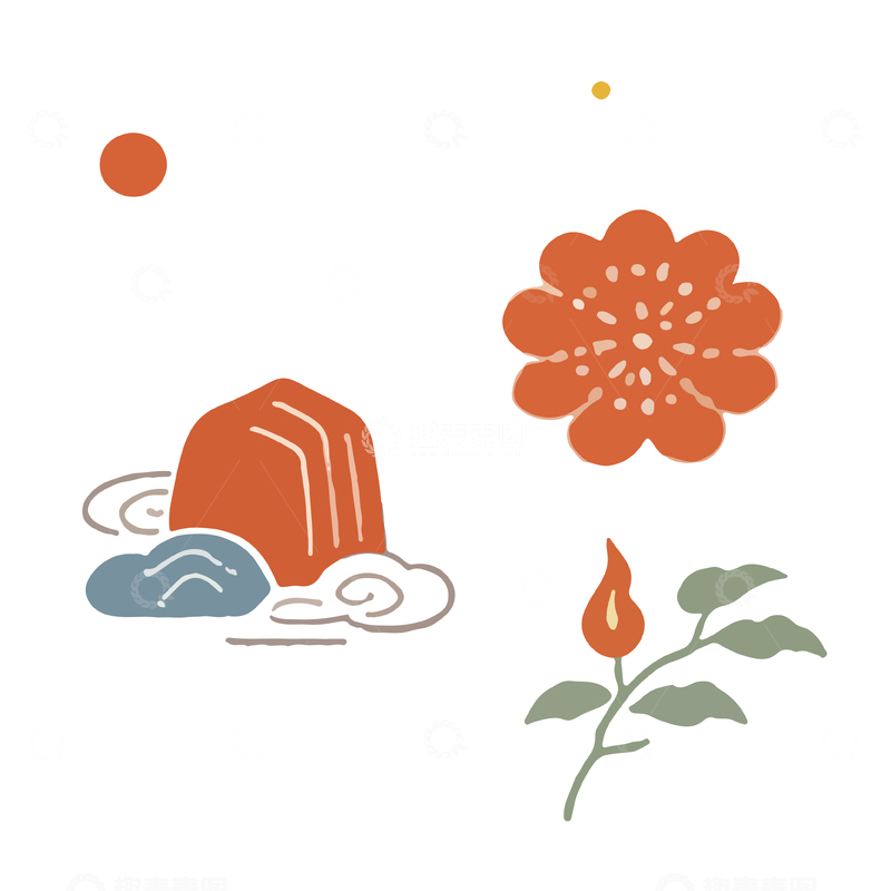 源文件下载【趣麦麦图】极简风东方元素插画