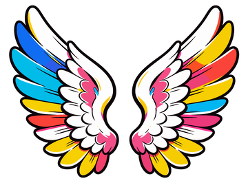 彩绘翅膀卡通装饰图案