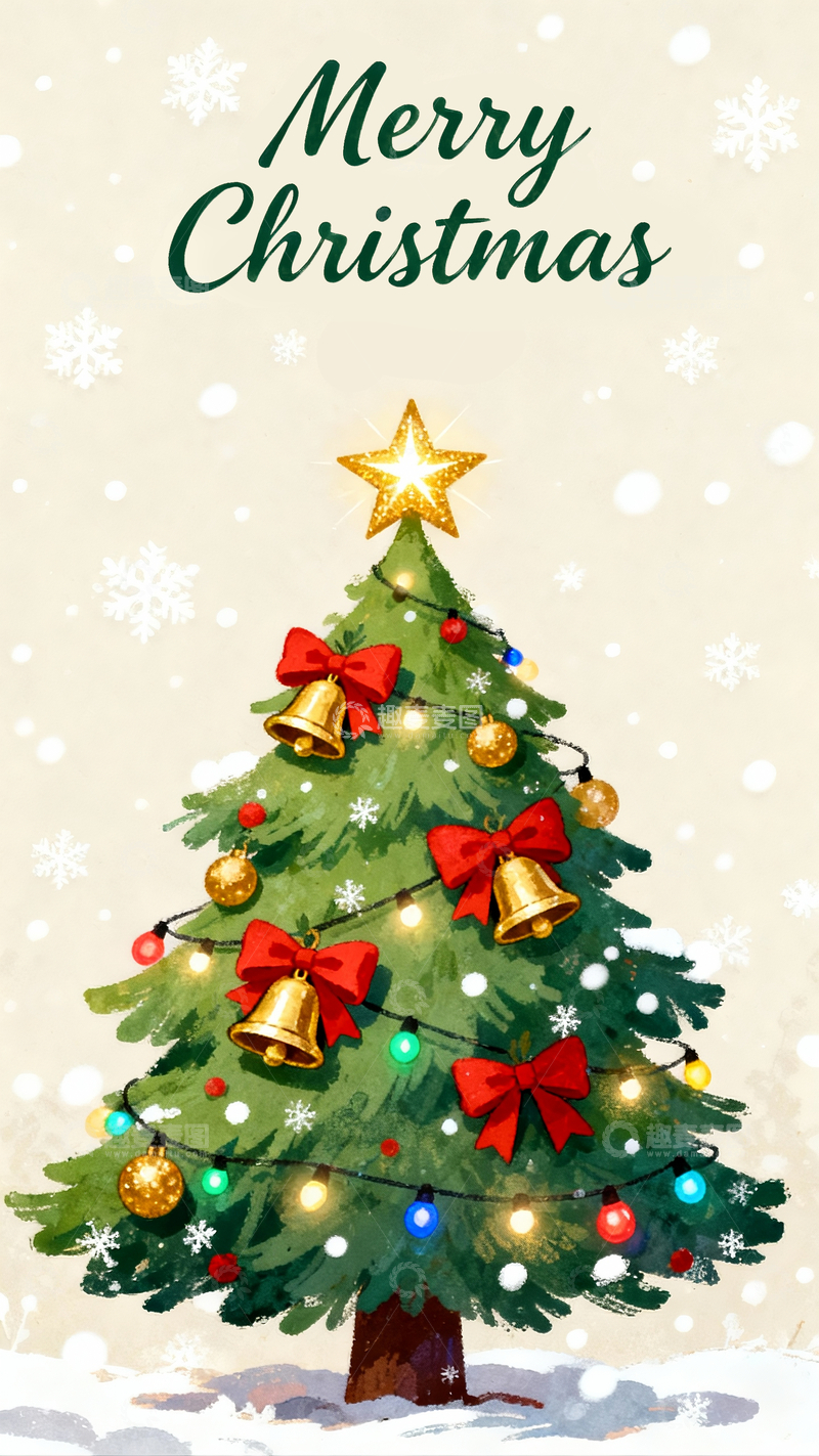 源文件下载【趣麦麦图】绘本风格圣诞树2