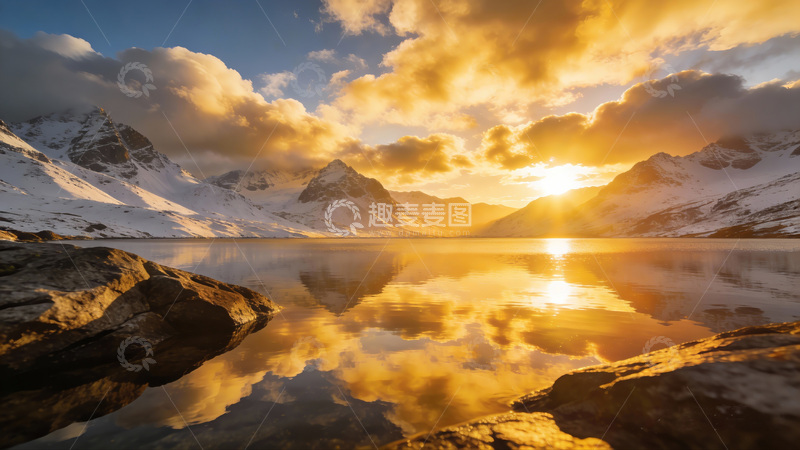 高清大图下载【趣麦麦图】雪山日落风光摄影
