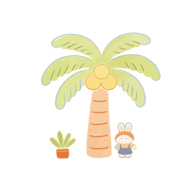 可爱卡通椰树兔子插画