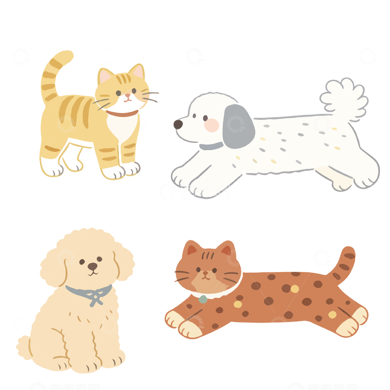 源文件下载【趣麦麦图】卡通可爱宠物插画设计素材