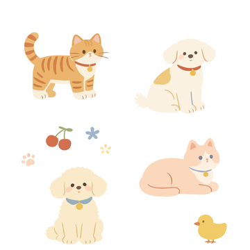 卡通可爱动物插画设计素材