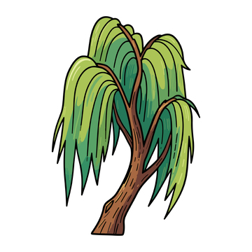 卡通柳树手绘插画设计元素