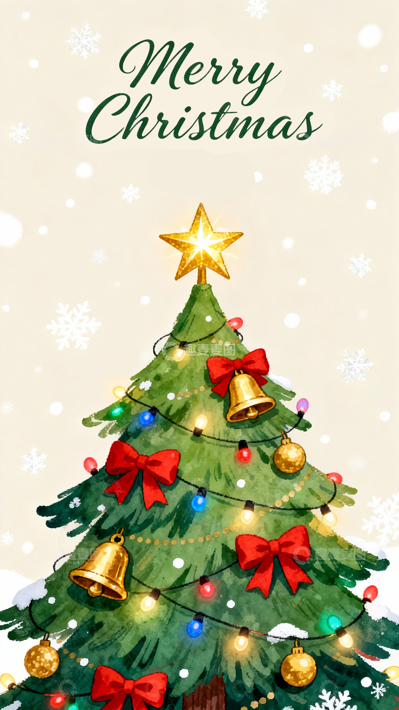 源文件下载【趣麦麦图】绘本风格圣诞树3