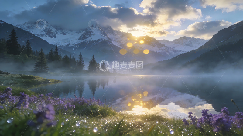 高清大图下载【趣麦麦图】山水雾霭晨曦风光