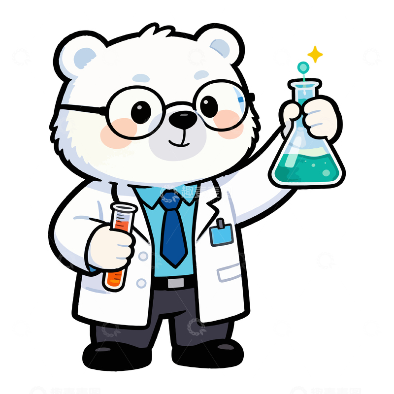 源文件下载【趣麦麦图】-可爱白熊科学家卡通形象