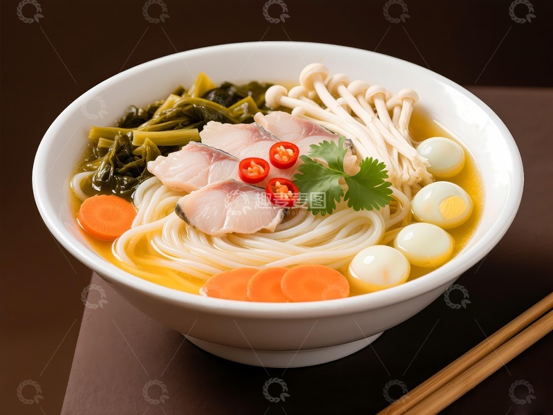 高清大图下载【趣麦麦图】一碗美味鱼汤面