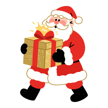 卡通风格圣诞老人送礼物矢量图