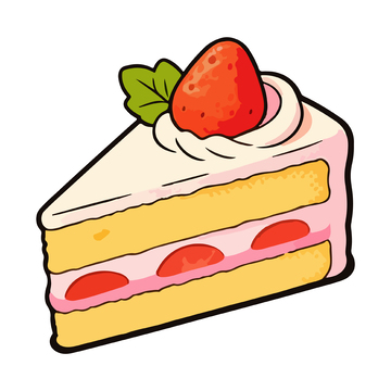 手绘草莓奶油蛋糕插画设计素材