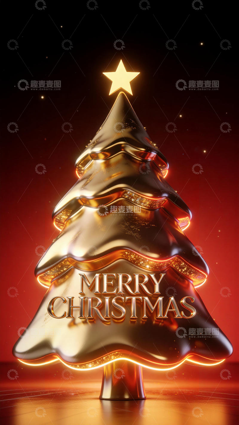 源文件下载【趣麦麦图】鎏金圣诞树4