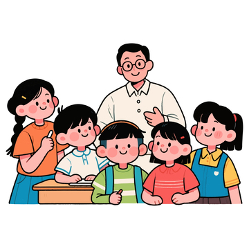 卡通教学场景插画设计素材