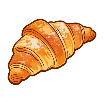 手绘风格金黄羊角面包插图