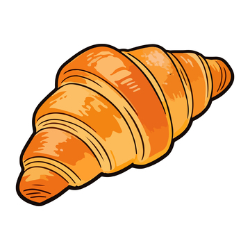 卡通风格金黄牛角面包矢量插图