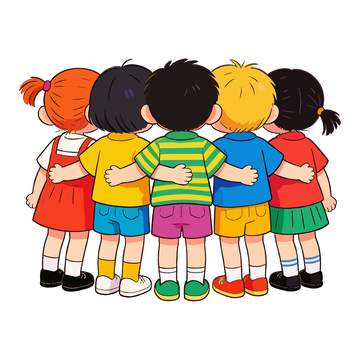 卡通儿童团结插画素材