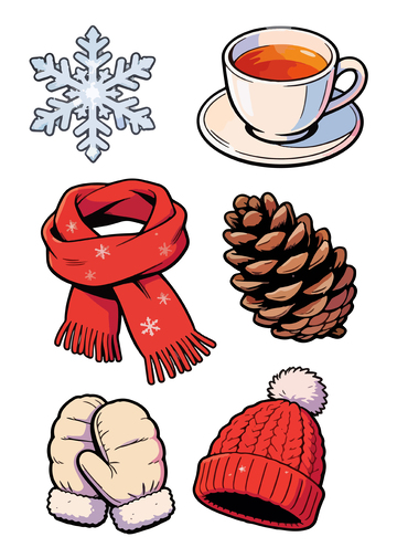 冬季保暖物品插画集